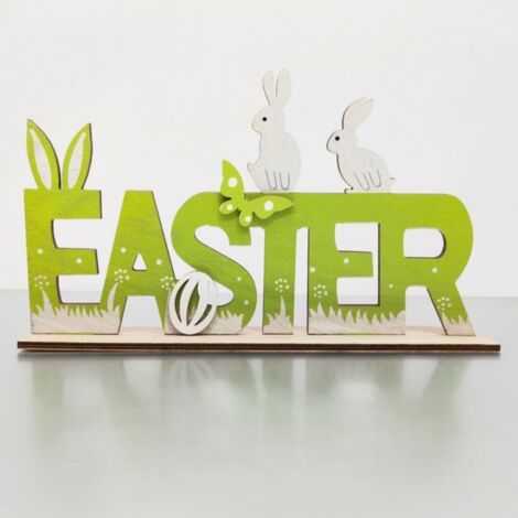 Ostern Dekoration zum Stellen – Schriftzug „Ostern“ mit Hase für Tisch & Zuhause Grüne Deko (1/4)