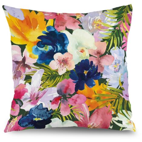 Housse de coussin fleurs papillon printemps été, décoration canapé élégant,50×50cm (1/5)