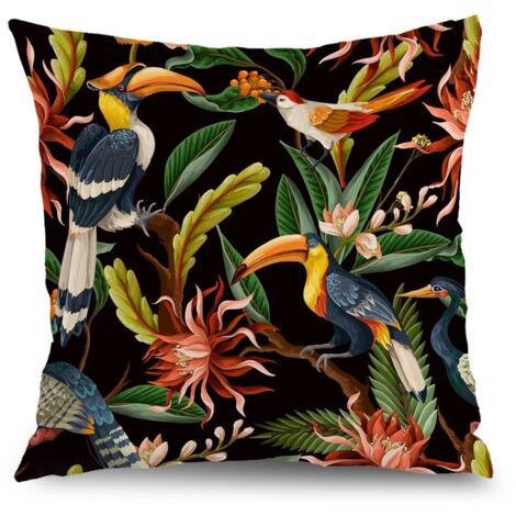 Housse de coussin fleurs papillon été,décoration maison élégante,50×50cm (1/5)