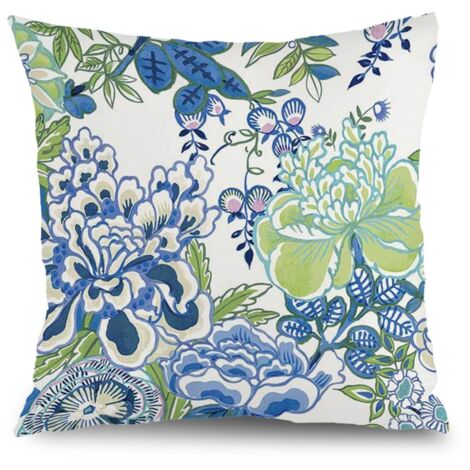 Housse de coussin fleurs été papillon, décoration salon maison,50×50cm (1/5)