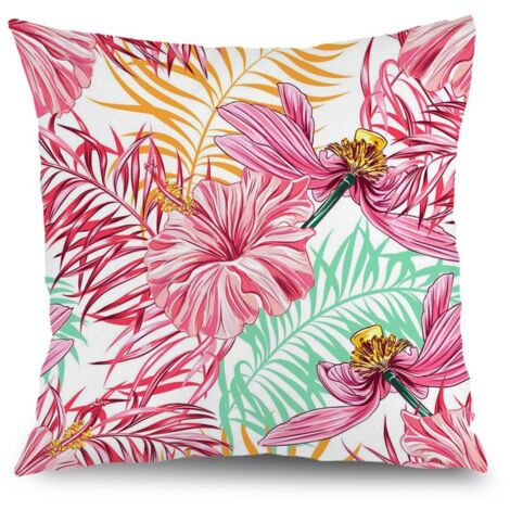 Housse de coussin fleurs papillon printemps, décoration salon,50×50cm (1/5)