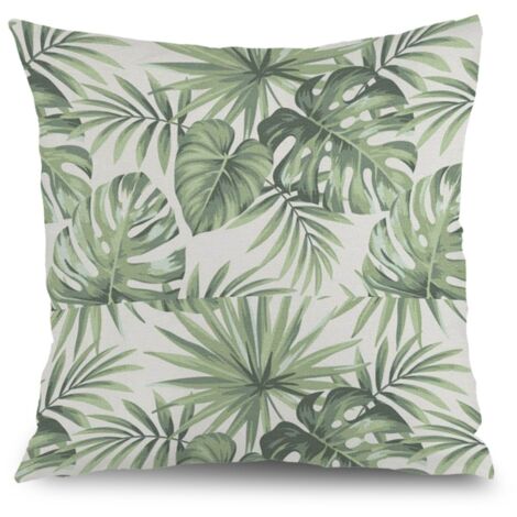 Housse de coussin plantes fleurs papillon, décoration salon élégant,45×45cm (1/5)