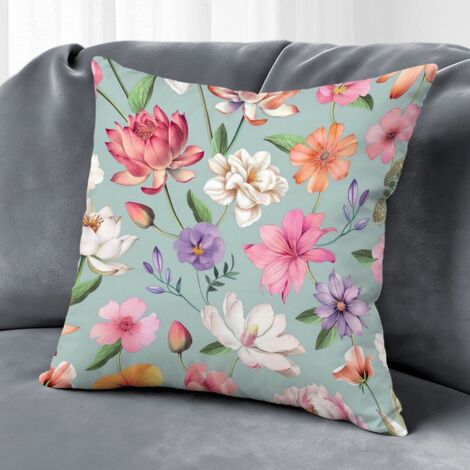 Housse de coussin fleurs papillon été, décoration salon,45×45cm (1/5)