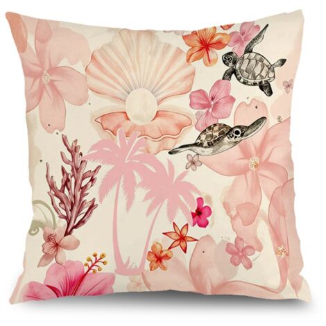 Housse de coussin plantes papillons, décoration canapé intérieur,50×50cm (1/5)