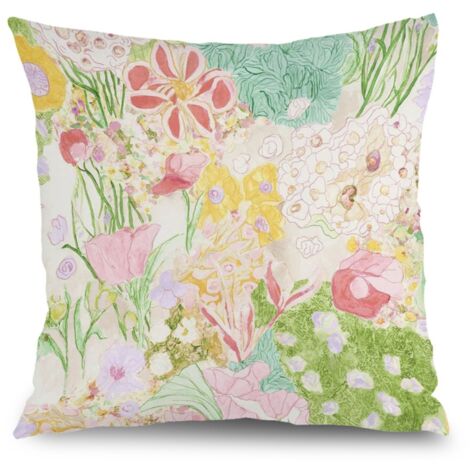 Housse de coussin plantes fleurs papillon, décoration intérieur,50×50cm (1/5)