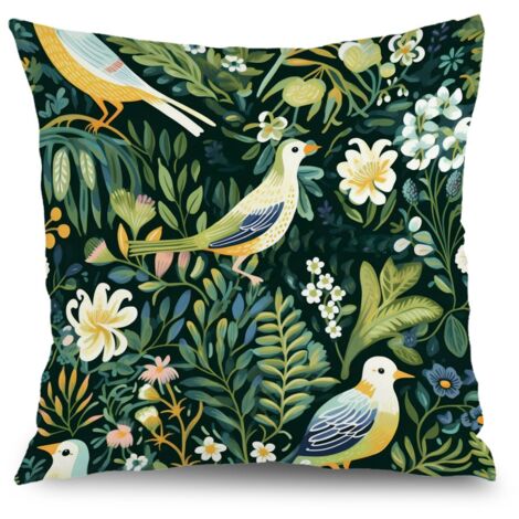 Housse de coussin floral été papillon, décoration canapé élégant,50×50cm (1/5)