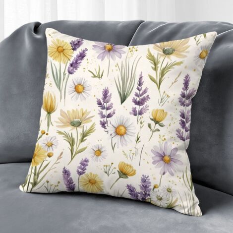 Housse de coussin fleurs printemps été, papillon décoratif pour canapé salon,40×40cm (1/5)
