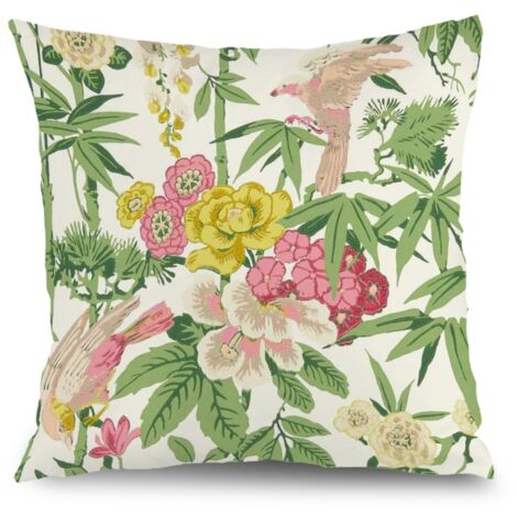 Housse de coussin fleurs papillon, décoration canapé maison,45×45cm (1/5)
