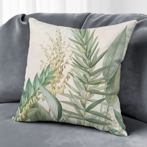 Housse de coussin plantes fleurs papillon, décoration salon,45×45cm (1/5)
