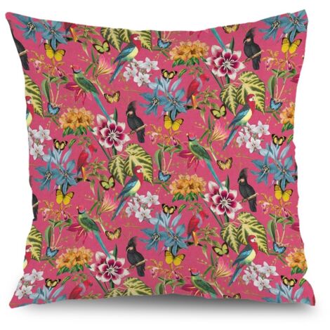 Housse de coussin plantes fleurs papillons, décoration salon rustique,40×40cm (1/5)
