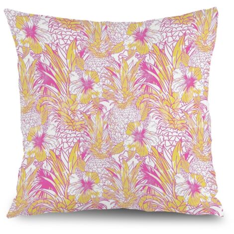 Housse de coussin plantes fleurs papillon, décoration canapé,50×50cm (1/5)