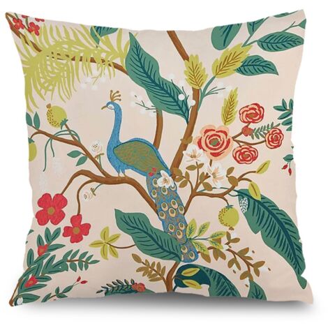 Housse de coussin floral papillon été, décoration canapé élégant,50×50cm (1/5)
