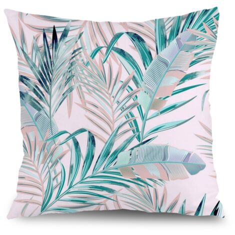 Housse de coussin plantes papillon fleurs, décoration salon maison,50×50cm (1/5)