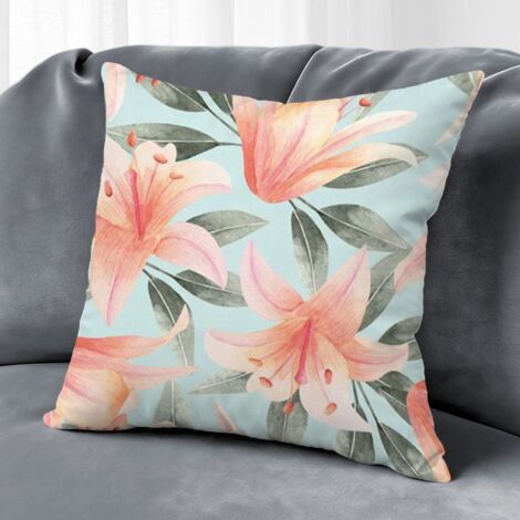 Housse de coussin plantes papillon, décoration intérieur extérieur,40×40cm (1/5)