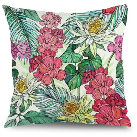 Housse de coussin fleurs papillon été, décoration canapé maison,50×50cm (1/5)