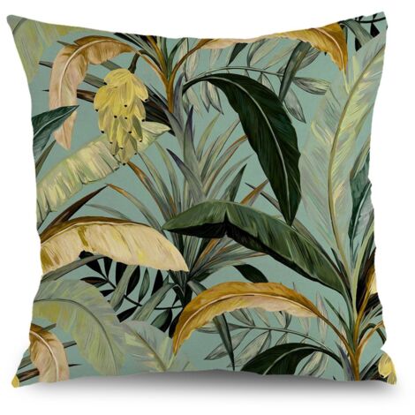 Housse de coussin plantes papillon fleurs, décoration maison élégante,45×45cm (1/5)