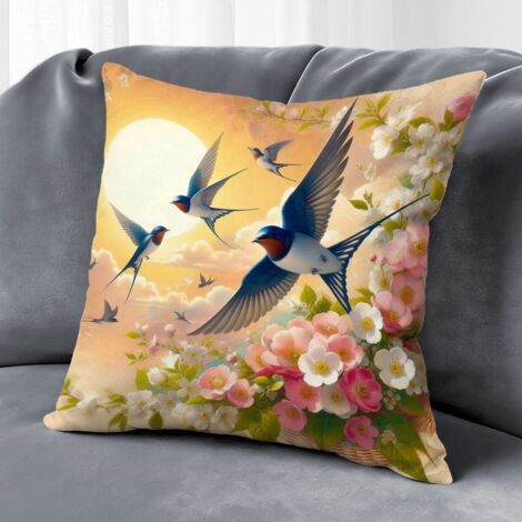 Housse de coussin fleurs été, décoration canapé élégant,50×50cm (1/5)