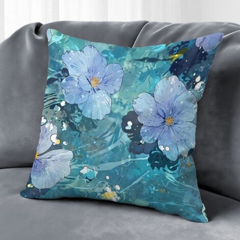 Housse de coussin fleurs colorées, décoration canapé-lit style rustique ferme,40×40cm (1/5)