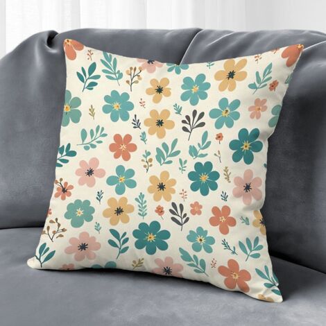 Housse de coussin fleurs été, décoration salon style ferme,40×40cm (1/5)