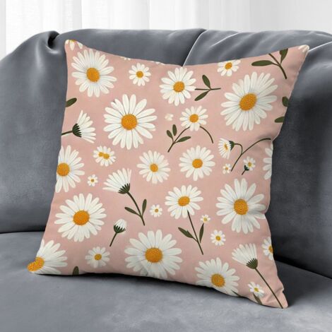 Housse de coussin fleurs printanières, décoration canapé intérieur,50×50cm (1/5)