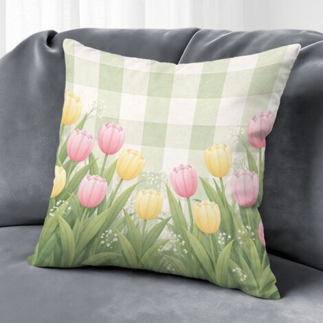 Housse de coussin floral décoratif, salon maison,50×50cm (1/5)