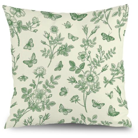Housse de coussin feuilles fleurs colorées, décoration canapé,40×40cm (1/5)