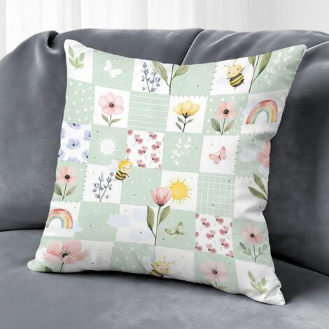 Housse de coussin fleurs printanières, décoration canapé maison,40×40cm (1/5)