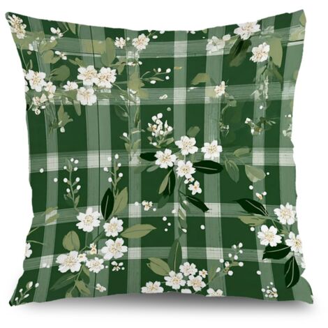 Housse de coussin feuilles fleurs été, décoration canapé,40×40cm (1/5)