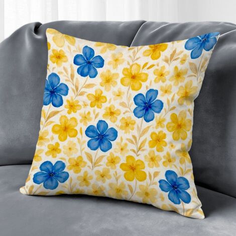 Housse de coussin feuilles fleurs printemps été, décoration salon,50×50cm (1/5)