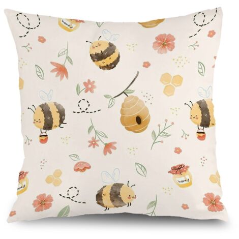 Housse de coussin feuilles imprimées, décoration maison rustique,40×40cm (1/5)