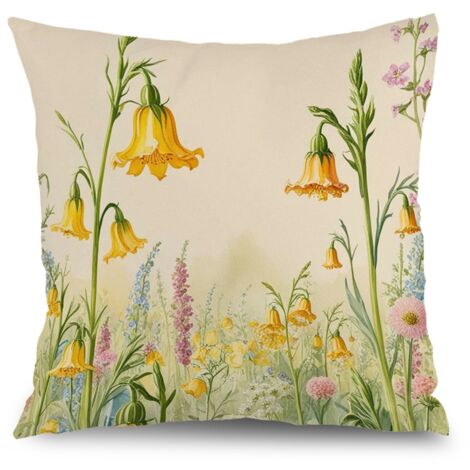 Housse de coussin feuilles imprimées, décoration canapé-lit rustique,45×45cm (1/5)