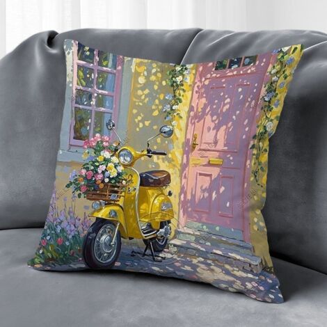 Housse de coussin fleurs colorées, décoration canapé style ferme,45×45cm (1/5)