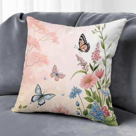 Housse de coussin floral décoratif, canapé style rustique,45×45cm (1/5)