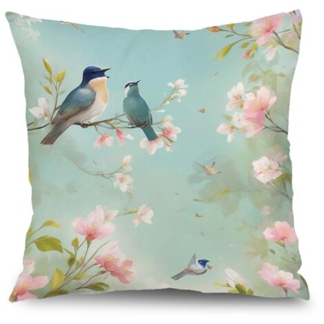 Housse de coussin feuilles printanières, décoration maison élégante,50×50cm (1/5)