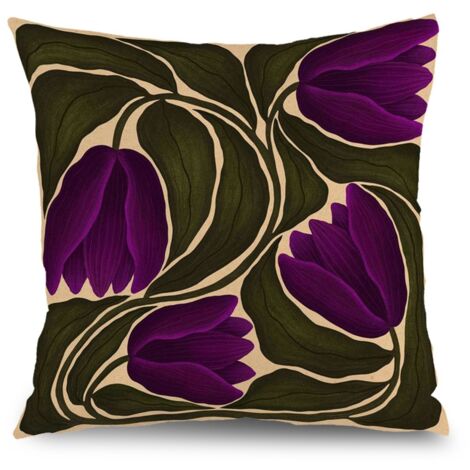 Taie d'oreiller fleurs naturelles, décoration salon chambre,45×45cm (1/5)