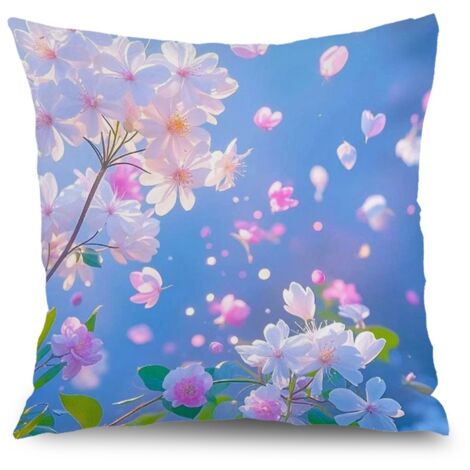 Taie d'oreiller plantes fleurs, décoration intérieure moderne,45×45cm (1/5)