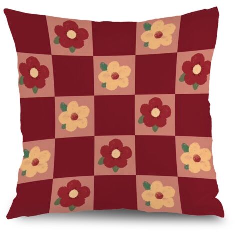 Taie d'oreiller fleurs naturelles,décoration salon chambre,45×45cm (1/5)