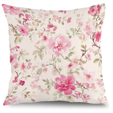 Taie d'oreiller printemps été fleurs, décoration salon chambre maison,50×50cm (1/5)