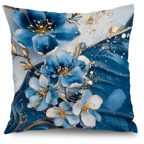 Taie d'oreiller fleurs printemps été,décoration salon chambre,45×45cm (1/5)