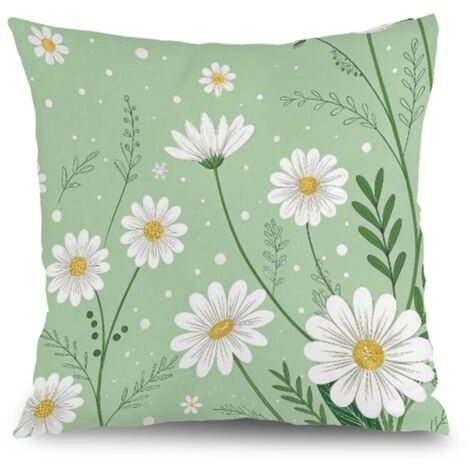Taie d'oreiller fleurs plantes, décoration intérieure salon chambre,40×40cm (1/5)