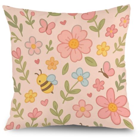 Taie d'oreiller vintage floral, décoration salon chambre maison,50×50cm (1/5)