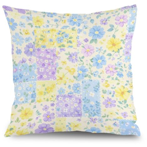 Taie d'oreiller floral été, décoration salon chambre intérieur,50×50cm (1/5)