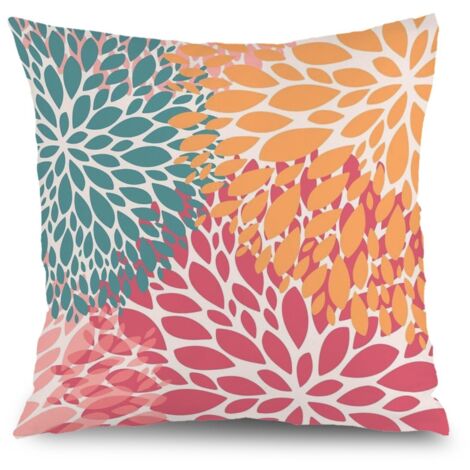 Housse de coussin floral extérieur, décoration canapé salon élégant,50×50cm (1/5)