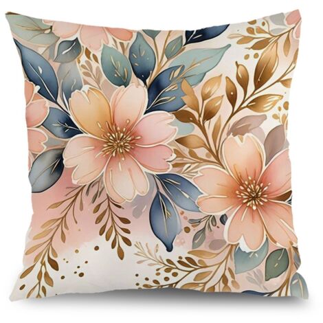 Housse de coussin floral extérieur, décoration canapé intérieur,50×50cm (1/5)