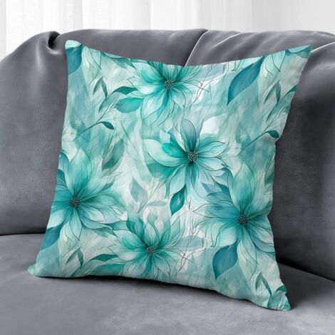 Housse de coussin fleurs colorées, décoration canapé salon style ferme rustique,50×50cm (1/5)
