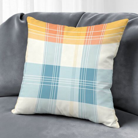 Housse de coussin motif carreaux symétriques, décoration printemps été style ferme pour canapé salon,40×40cm (1/5)