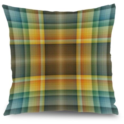 Housse de coussin motif carreaux printemps, décoration maison,50×50cm (1/5)