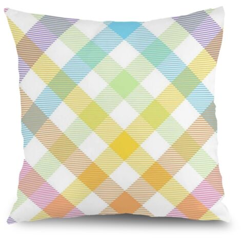 Housse de coussin motif carreaux, décoration salon maison,45×45cm (1/5)
