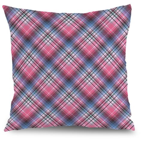 Housse de coussin imprimé carreaux rustique,décoration canapé,50×50cm (1/5)