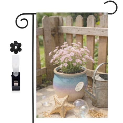 Drapeau de jardin bienvenue 30 x 45 cm motif baleine et ciel marin toile double face (1/5)